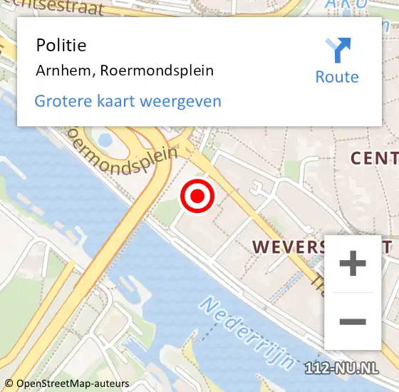 Locatie op kaart van de 112 melding: Politie Arnhem, Roermondsplein op 15 maart 2023 23:01
