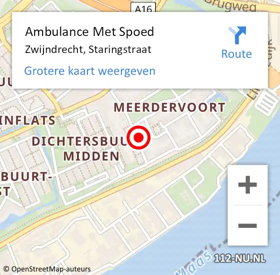 Locatie op kaart van de 112 melding: Ambulance Met Spoed Naar Zwijndrecht, Staringstraat op 15 maart 2023 23:04