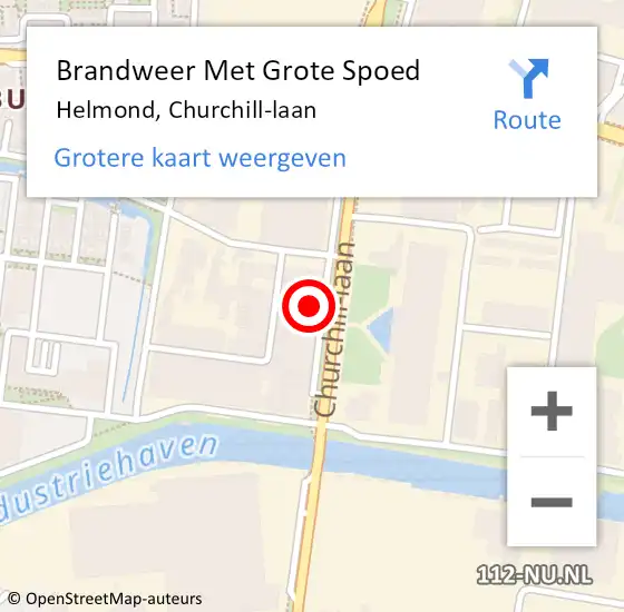 Locatie op kaart van de 112 melding: Brandweer Met Grote Spoed Naar Helmond, Churchill-laan op 15 maart 2023 23:09