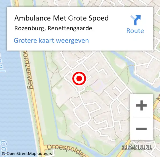Locatie op kaart van de 112 melding: Ambulance Met Grote Spoed Naar Rozenburg, Renettengaarde op 15 maart 2023 23:57