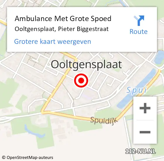 Locatie op kaart van de 112 melding: Ambulance Met Grote Spoed Naar Ooltgensplaat, Pieter Biggestraat op 16 maart 2023 00:40