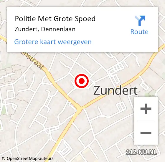 Locatie op kaart van de 112 melding: Politie Met Grote Spoed Naar Zundert, Dennenlaan op 16 maart 2023 00:50