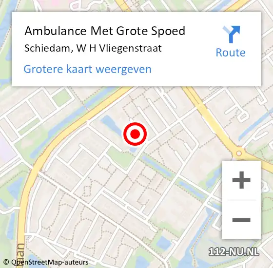 Locatie op kaart van de 112 melding: Ambulance Met Grote Spoed Naar Schiedam, W H Vliegenstraat op 16 maart 2023 03:21