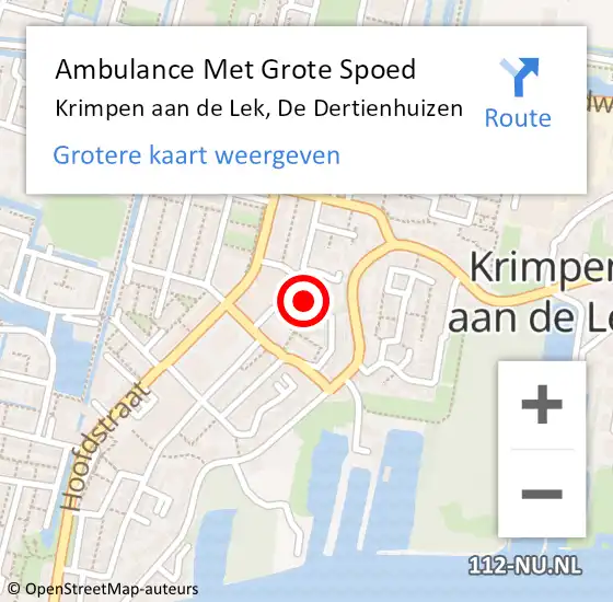 Locatie op kaart van de 112 melding: Ambulance Met Grote Spoed Naar Krimpen aan de Lek, De Dertienhuizen op 16 maart 2023 04:37