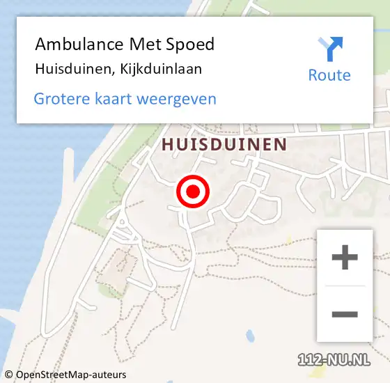 Locatie op kaart van de 112 melding: Ambulance Met Spoed Naar Huisduinen, Kijkduinlaan op 16 maart 2023 05:36