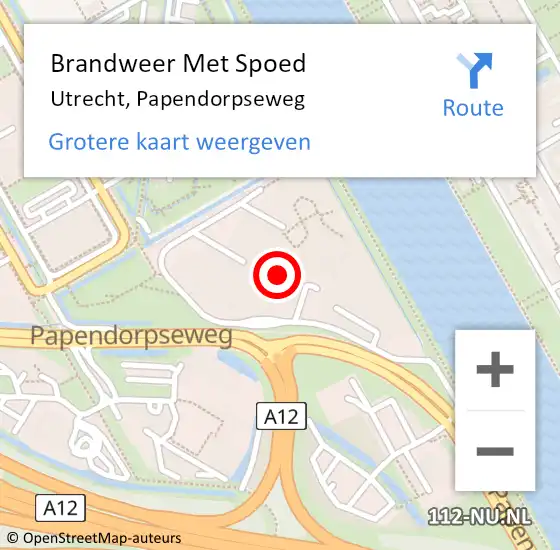 Locatie op kaart van de 112 melding: Brandweer Met Spoed Naar Utrecht, Papendorpseweg op 16 maart 2023 06:13