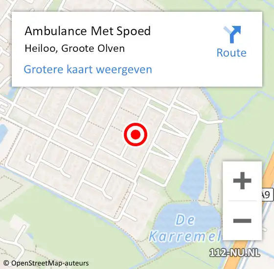 Locatie op kaart van de 112 melding: Ambulance Met Spoed Naar Heiloo, Groote Olven op 16 maart 2023 08:06