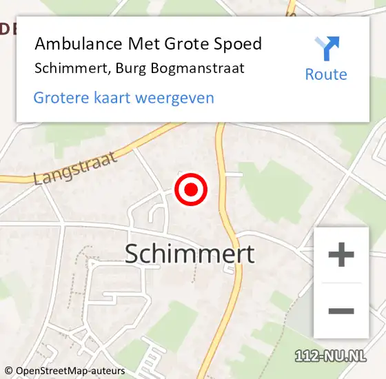 Locatie op kaart van de 112 melding: Ambulance Met Grote Spoed Naar Schimmert, Burg Bogmanstraat op 19 augustus 2014 06:39