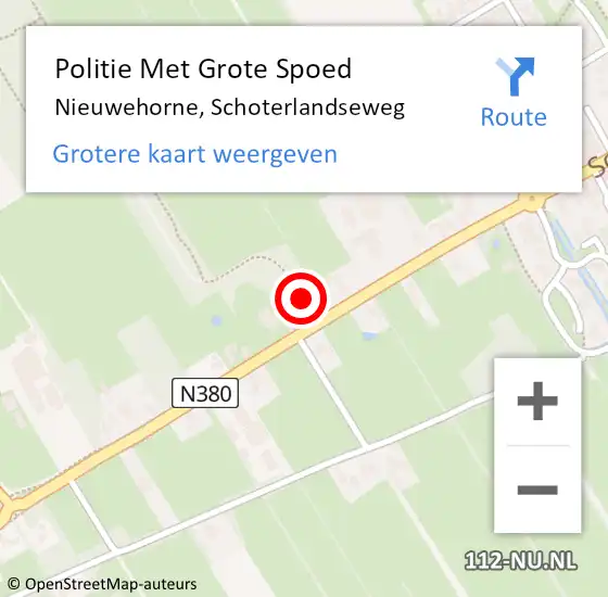 Locatie op kaart van de 112 melding: Politie Met Grote Spoed Naar Nieuwehorne, Schoterlandseweg op 16 maart 2023 08:47