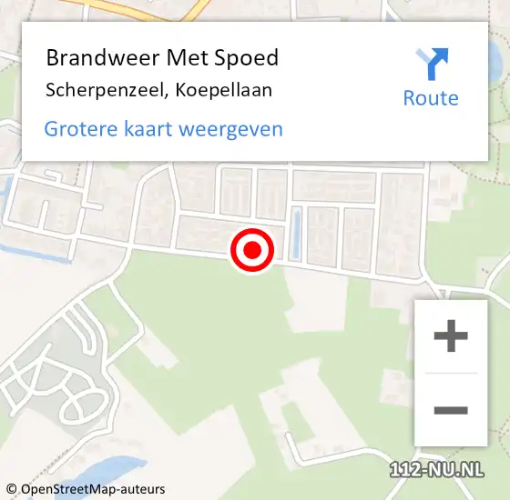 Locatie op kaart van de 112 melding: Brandweer Met Spoed Naar Scherpenzeel, Koepellaan op 16 maart 2023 08:52