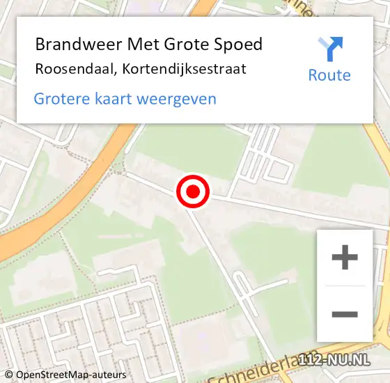 Locatie op kaart van de 112 melding: Brandweer Met Grote Spoed Naar Roosendaal, Kortendijksestraat op 16 maart 2023 09:10