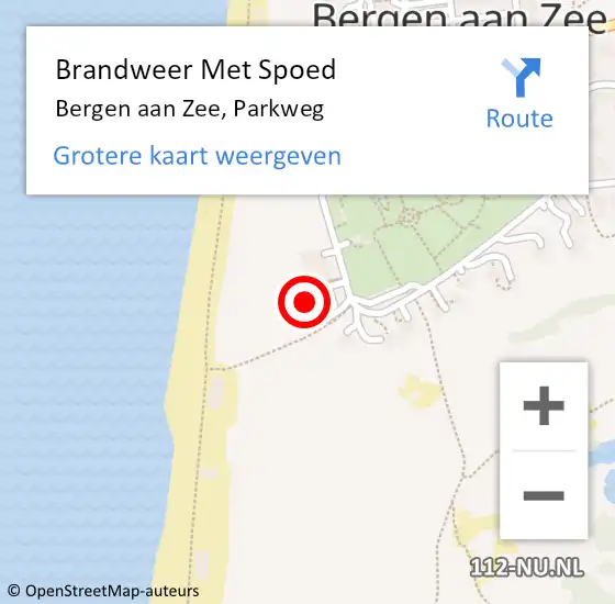 Locatie op kaart van de 112 melding: Brandweer Met Spoed Naar Bergen aan Zee, Parkweg op 16 maart 2023 09:23