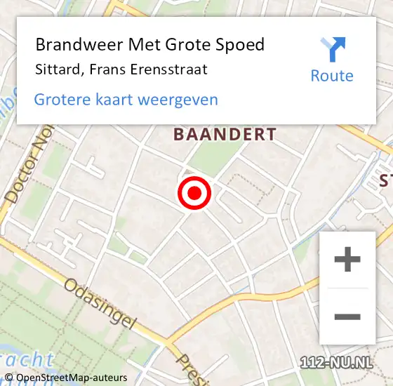 Locatie op kaart van de 112 melding: Brandweer Met Grote Spoed Naar Sittard, Frans Erensstraat op 16 maart 2023 09:25