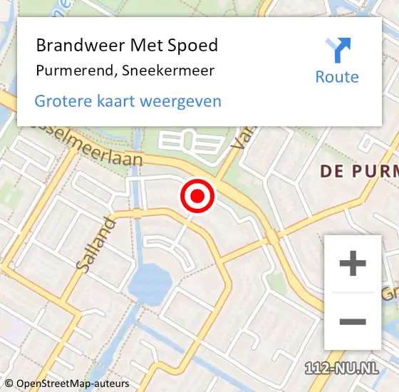 Locatie op kaart van de 112 melding: Brandweer Met Spoed Naar Purmerend, Sneekermeer op 16 maart 2023 09:32