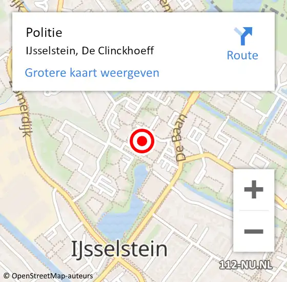 Locatie op kaart van de 112 melding: Politie IJsselstein, De Clinckhoeff op 16 maart 2023 09:41