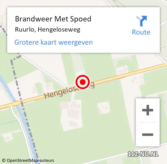 Locatie op kaart van de 112 melding: Brandweer Met Spoed Naar Ruurlo, Hengeloseweg op 16 maart 2023 09:47