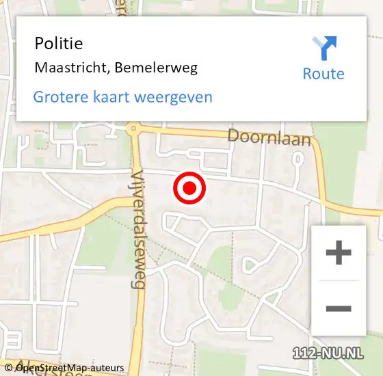 Locatie op kaart van de 112 melding: Politie Maastricht, Bemelerweg op 16 maart 2023 09:47