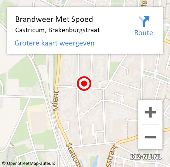 Locatie op kaart van de 112 melding: Brandweer Met Spoed Naar Castricum, Brakenburgstraat op 16 maart 2023 10:17