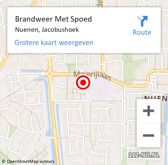 Locatie op kaart van de 112 melding: Brandweer Met Spoed Naar Nuenen, Jacobushoek op 16 maart 2023 10:55