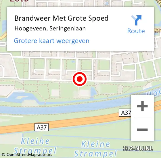 Locatie op kaart van de 112 melding: Brandweer Met Grote Spoed Naar Hoogeveen, Seringenlaan op 16 maart 2023 11:08