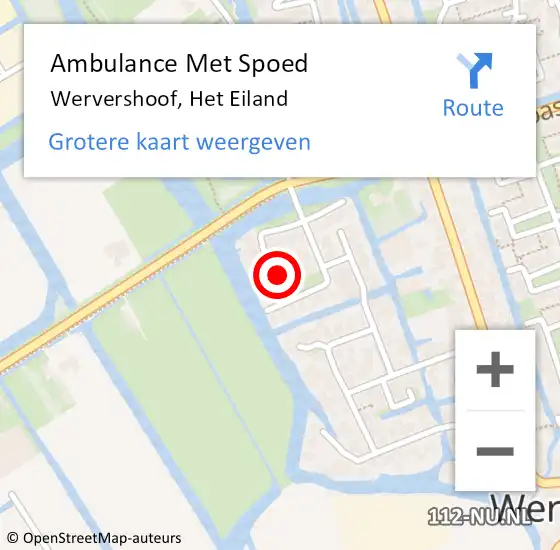 Locatie op kaart van de 112 melding: Ambulance Met Spoed Naar Wervershoof, Het Eiland op 16 maart 2023 11:37