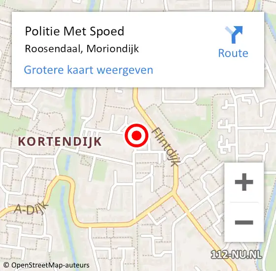 Locatie op kaart van de 112 melding: Politie Met Spoed Naar Roosendaal, Moriondijk op 16 maart 2023 12:13