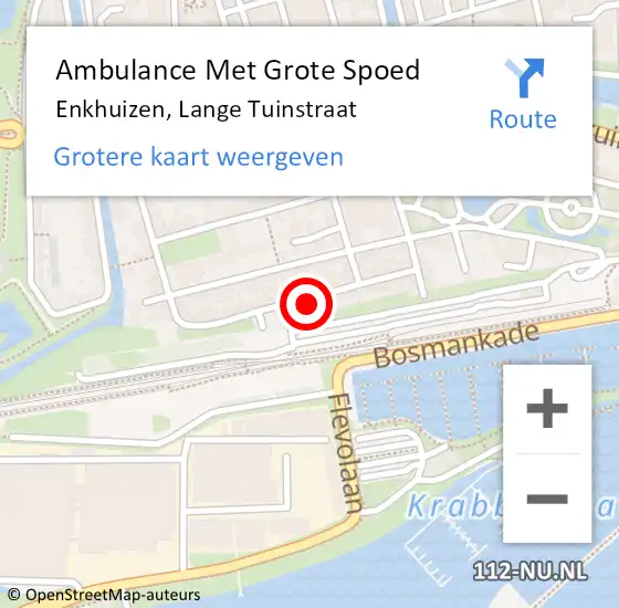 Locatie op kaart van de 112 melding: Ambulance Met Grote Spoed Naar Enkhuizen, Lange Tuinstraat op 16 maart 2023 12:25