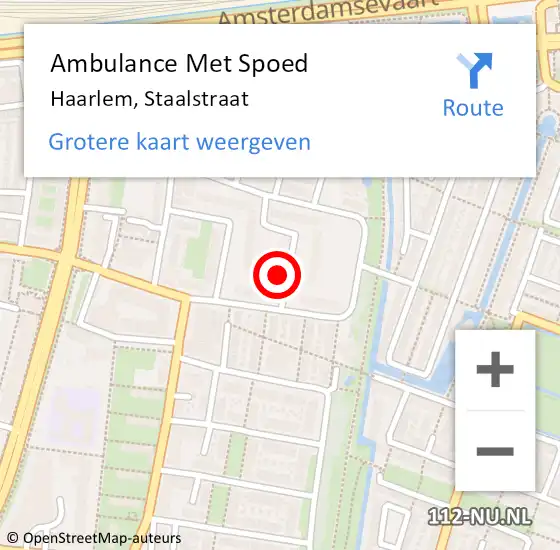 Locatie op kaart van de 112 melding: Ambulance Met Spoed Naar Haarlem, Staalstraat op 16 maart 2023 12:31