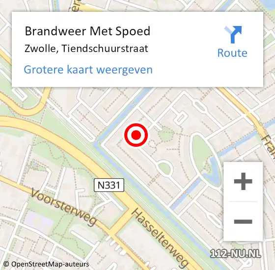 Locatie op kaart van de 112 melding: Brandweer Met Spoed Naar Zwolle, Tiendschuurstraat op 16 maart 2023 12:51