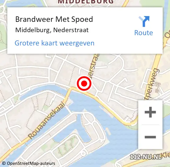 Locatie op kaart van de 112 melding: Brandweer Met Spoed Naar Middelburg, Nederstraat op 16 maart 2023 12:52