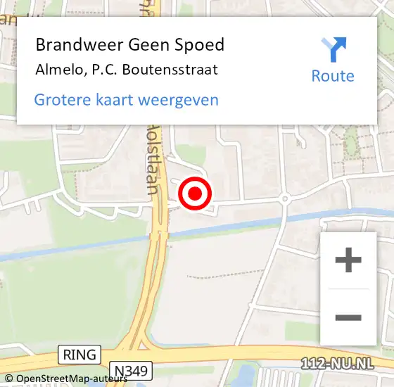 Locatie op kaart van de 112 melding: Brandweer Geen Spoed Naar Almelo, P.C. Boutensstraat op 16 maart 2023 13:24