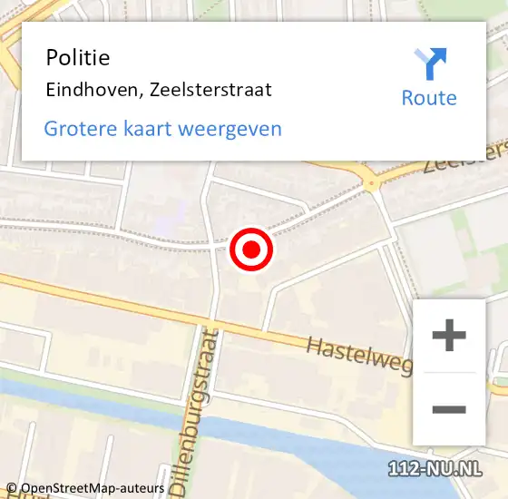 Locatie op kaart van de 112 melding: Politie Eindhoven, Zeelsterstraat op 16 maart 2023 13:30