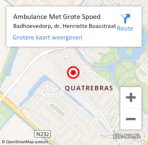 Locatie op kaart van de 112 melding: Ambulance Met Grote Spoed Naar Badhoevedorp, dr. Henriette Boasstraat op 16 maart 2023 13:32