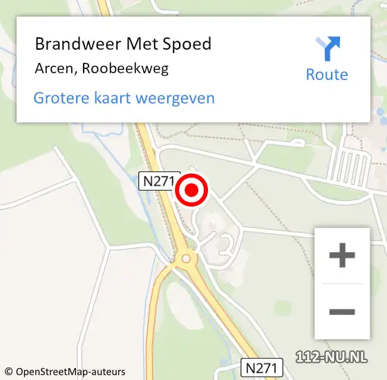 Locatie op kaart van de 112 melding: Brandweer Met Spoed Naar Arcen, Roobeekweg op 16 maart 2023 13:58