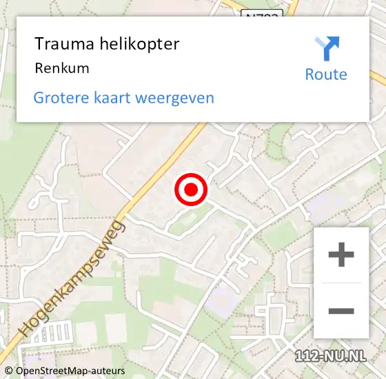 Locatie op kaart van de 112 melding: Trauma helikopter Renkum op 16 maart 2023 13:59