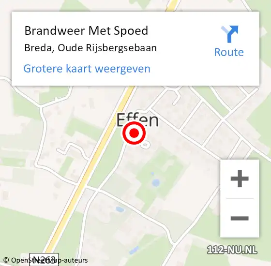 Locatie op kaart van de 112 melding: Brandweer Met Spoed Naar Breda, Oude Rijsbergsebaan op 16 maart 2023 14:01