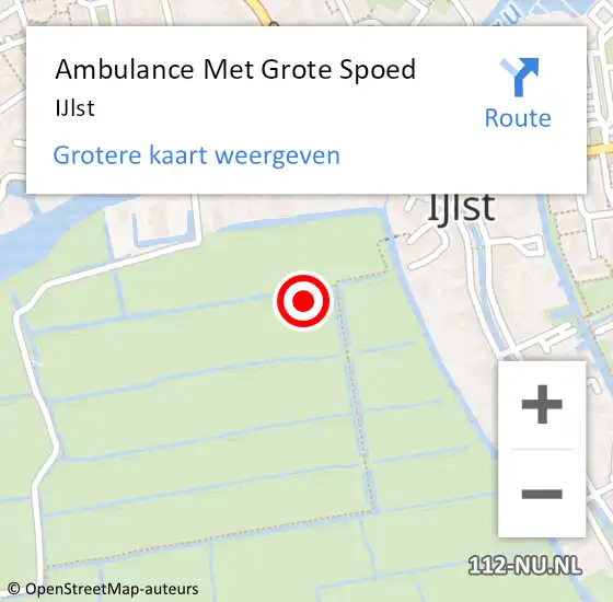 Locatie op kaart van de 112 melding: Ambulance Met Grote Spoed Naar IJlst op 16 maart 2023 14:05
