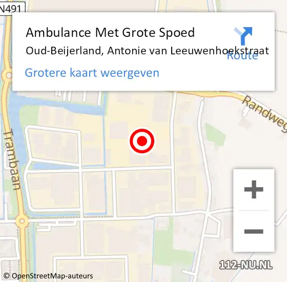 Locatie op kaart van de 112 melding: Ambulance Met Grote Spoed Naar Oud-Beijerland, Antonie van Leeuwenhoekstraat op 16 maart 2023 14:41