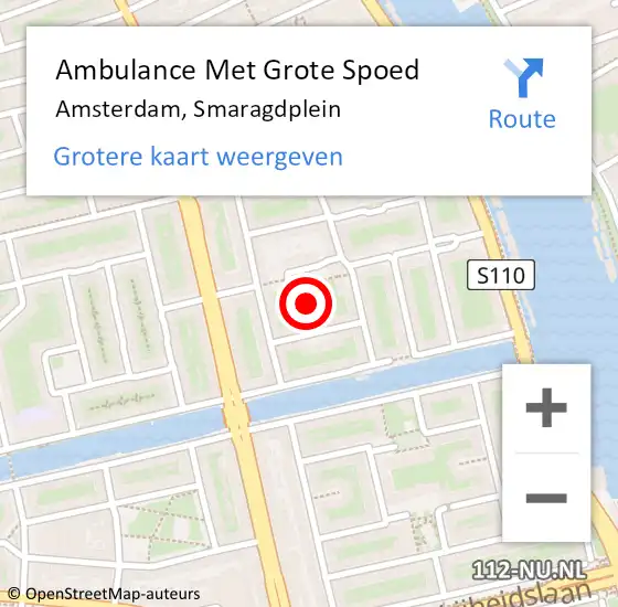 Locatie op kaart van de 112 melding: Ambulance Met Grote Spoed Naar Amsterdam, Smaragdplein op 16 maart 2023 14:41