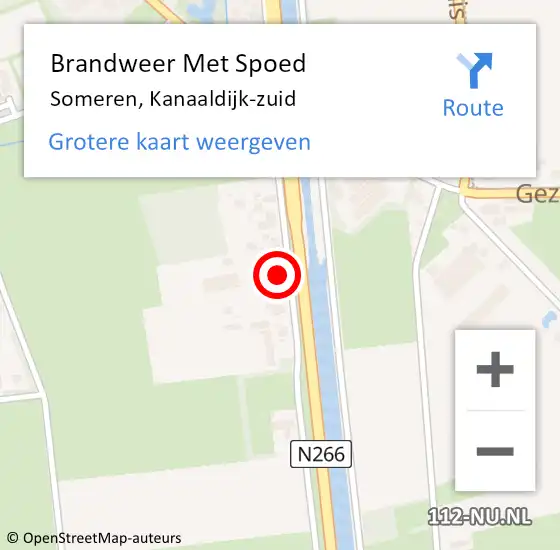 Locatie op kaart van de 112 melding: Brandweer Met Spoed Naar Someren, Kanaaldijk-zuid op 16 maart 2023 14:58