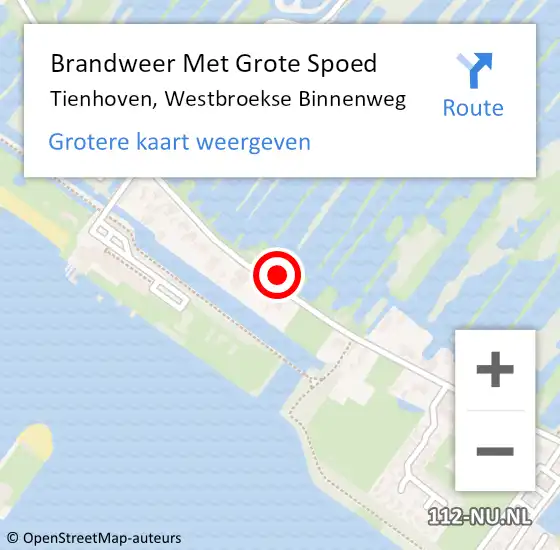 Locatie op kaart van de 112 melding: Brandweer Met Grote Spoed Naar Tienhoven, Westbroekse Binnenweg op 16 maart 2023 15:09