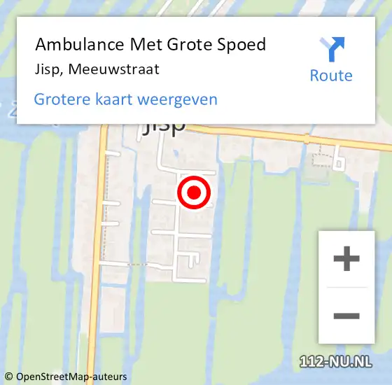 Locatie op kaart van de 112 melding: Ambulance Met Grote Spoed Naar Jisp, Meeuwstraat op 16 maart 2023 15:25