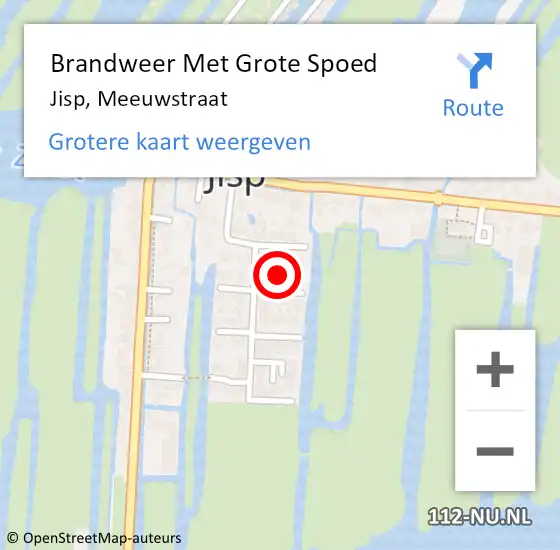 Locatie op kaart van de 112 melding: Brandweer Met Grote Spoed Naar Jisp, Meeuwstraat op 16 maart 2023 15:27