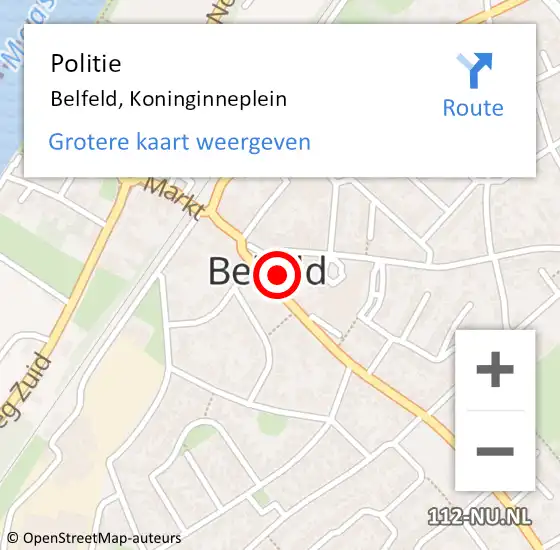 Locatie op kaart van de 112 melding: Politie Belfeld, Koninginneplein op 16 maart 2023 15:27