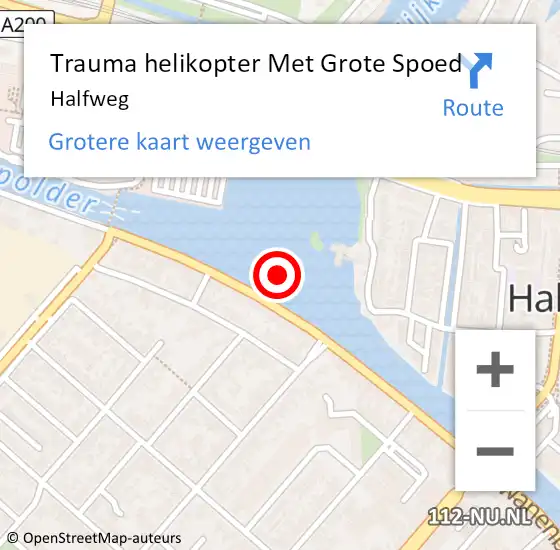 Locatie op kaart van de 112 melding: Trauma helikopter Met Grote Spoed Naar Halfweg op 16 maart 2023 15:54