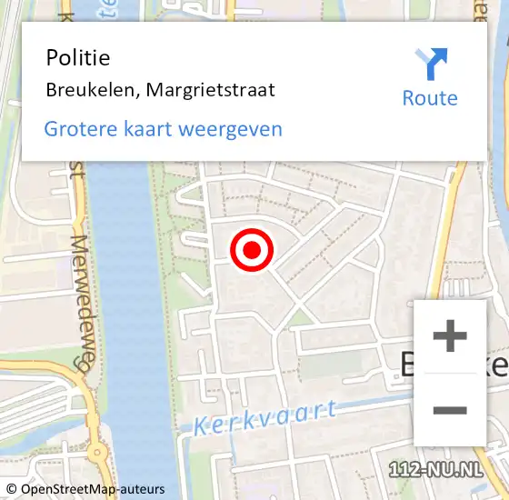 Locatie op kaart van de 112 melding: Politie Breukelen, Margrietstraat op 16 maart 2023 15:57