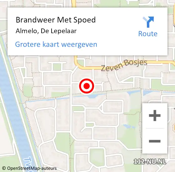 Locatie op kaart van de 112 melding: Brandweer Met Spoed Naar Almelo, De Lepelaar op 16 maart 2023 16:03