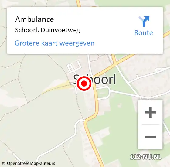 Locatie op kaart van de 112 melding: Ambulance Schoorl, Duinvoetweg op 16 maart 2023 16:08