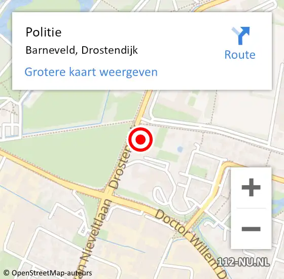 Locatie op kaart van de 112 melding: Politie Barneveld, Drostendijk op 16 maart 2023 16:24