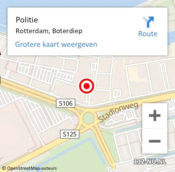 Locatie op kaart van de 112 melding: Politie Rotterdam, Boterdiep op 16 maart 2023 16:38